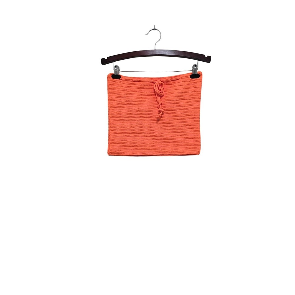 NWT Skims Women Orange Swim Cover Up Crochet Mini Skirt Adjustable Drawstring XL